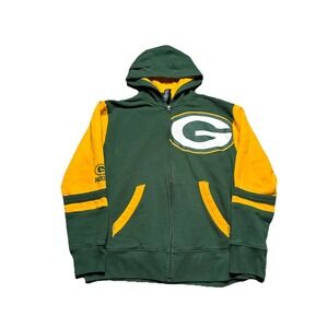 NFL Team Apparel Green Bay Packers Zip Up Hoodie Youth L 14/16 Green Logo Boys